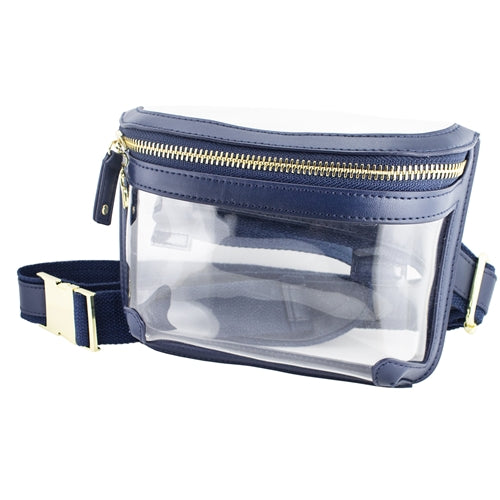 Navy & Gold Clear Belt Bag