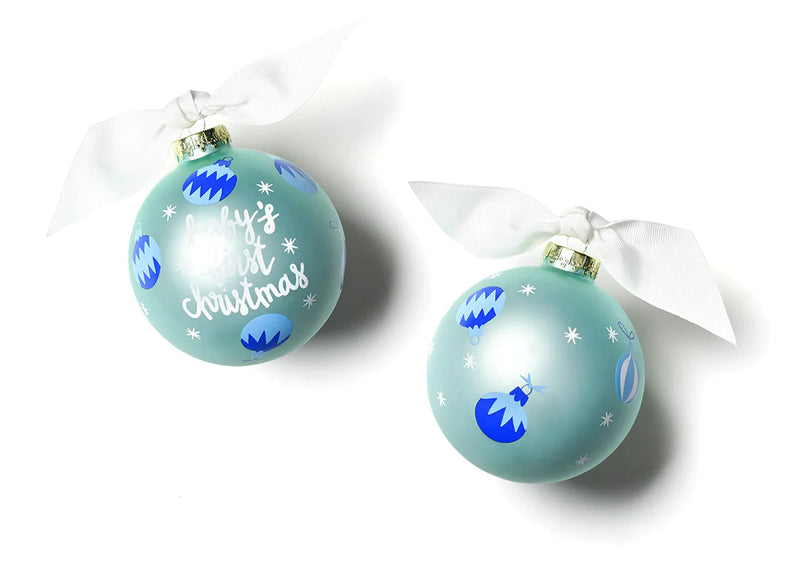 Blue Baby's 1st Christmas Glass Ornament - Personalization Included