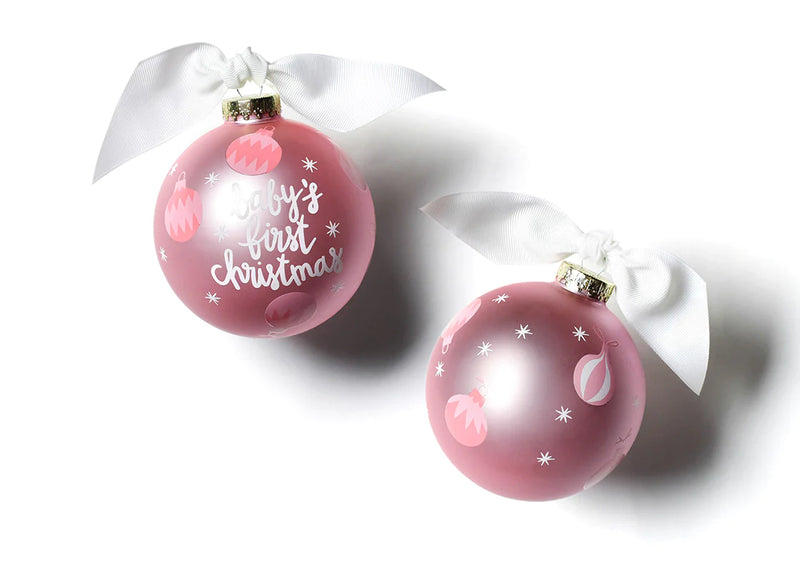 Pink Baby's 1st Christmas Glass Ornament - Personalization Included