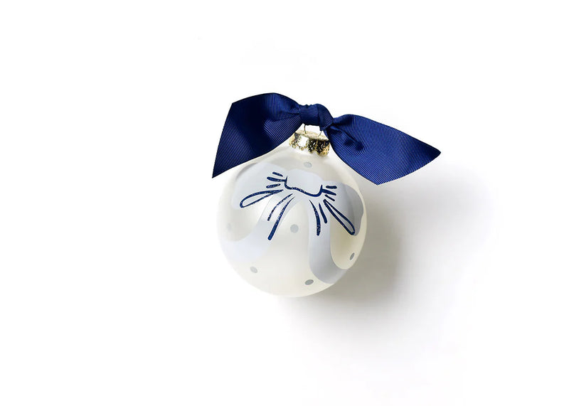 Little Love Blue Bow Glass Ornament - Personalization Included