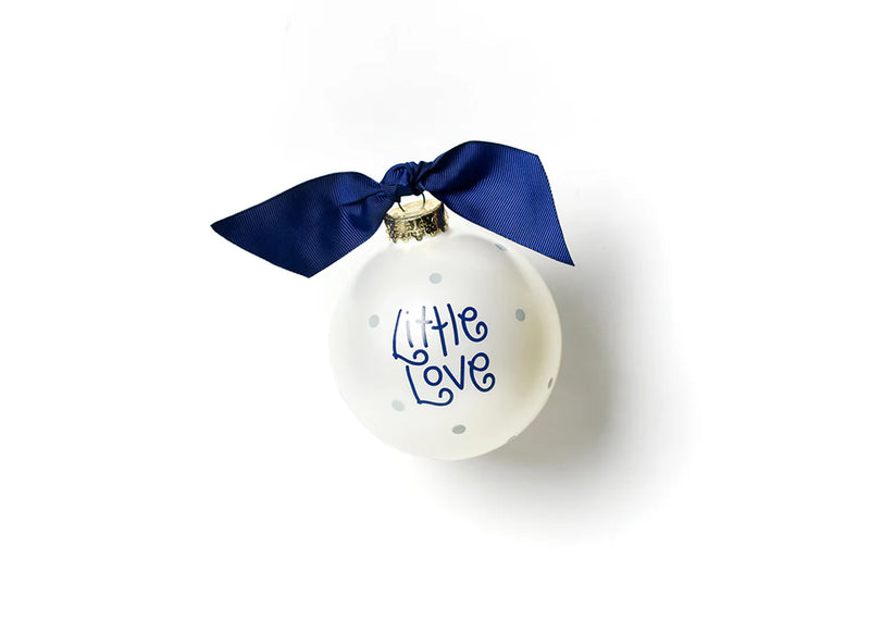 Little Love Blue Bow Glass Ornament - Personalization Included