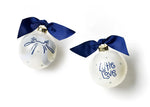 Little Love Blue Bow Glass Ornament - Personalization Included