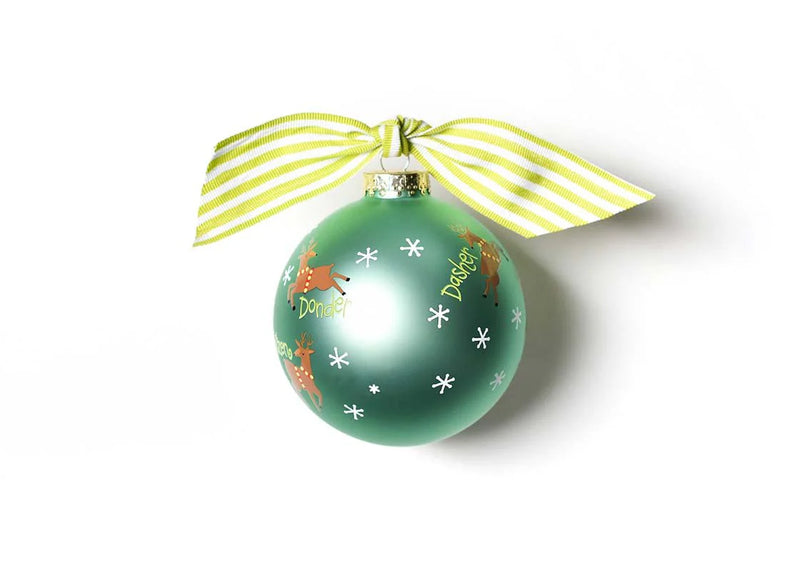 Christmas Calling Reindeer Glass Ornament - Personalization Included