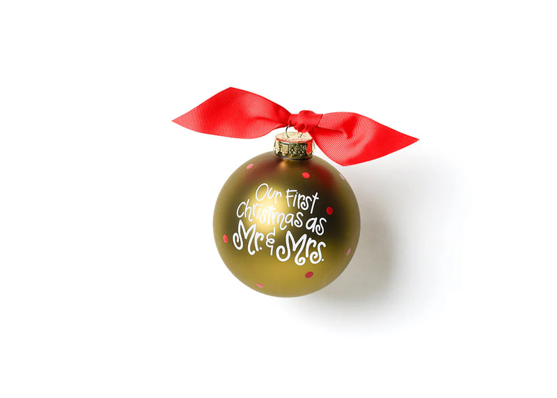 Our 1st Christmas Wedding Cake Glass Ornament - Personalization Included