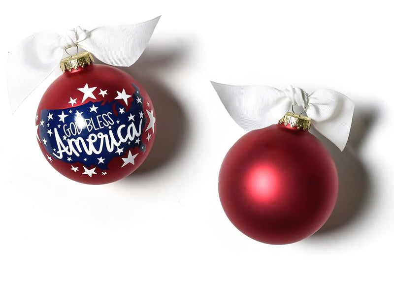 God Bless America Glass Ornament - Personalization Included