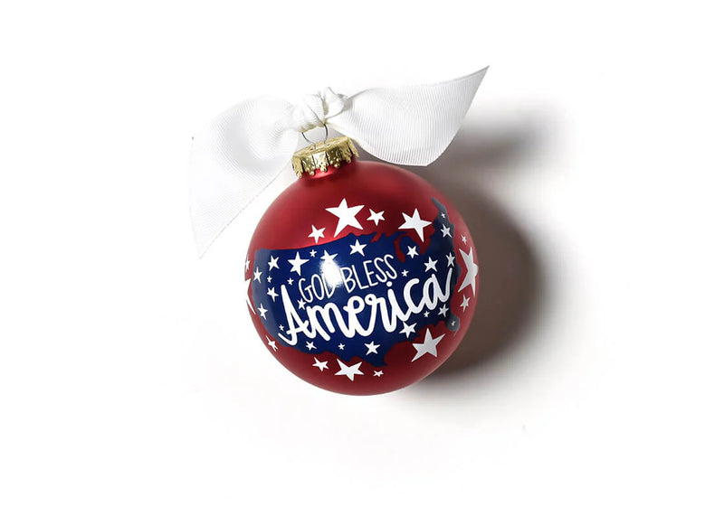 God Bless America Glass Ornament - Personalization Included