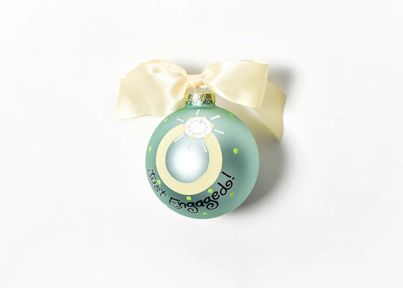 Just Engaged Glass Ornament - Personalization Included