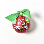 Our First Christmas (Red) Glass Ornament - Personalization Included
