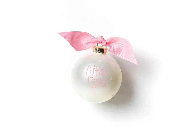 Little Love Pink Bow Glass Ornament - Personalization Included