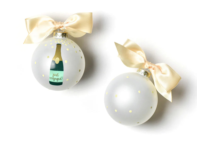 Just Engaged Champagne Pop Glass Ornament - Personalization Included