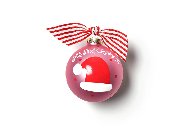 Santa Hat My 1st Christmas Girl Glass Ornament - Personalization Included