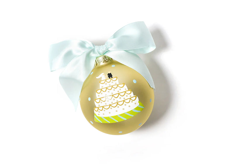 Wedding Cake Glass Ornament - Personalization Included