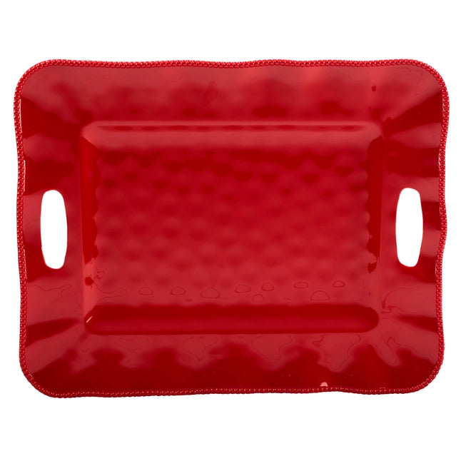 Rectangle Tray w/ Handles Perlette Red