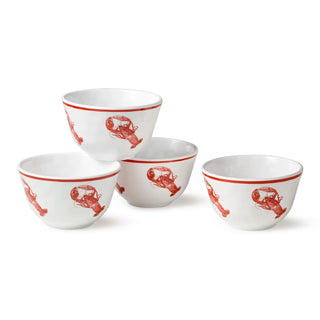white melamine small bowl with red border and red lobsters