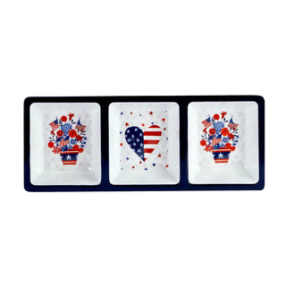Stars & Stripes Melamine 3 Section Relish Tray - J.A. Whitney