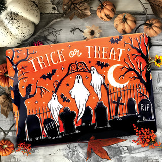 14X10" Trick or Treat Ceramic Platter - J.A. Whitney