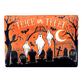 14X10" Trick or Treat Ceramic Platter - J.A. Whitney