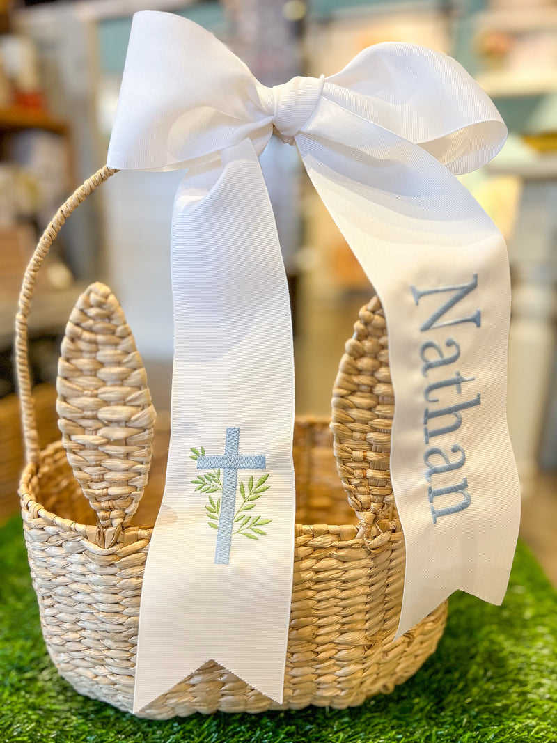 Easter Basket Ribbon - Blue Cross with Name