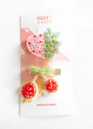 Beaded Cherry Strawberry Hair Clips - J.A. Whitney