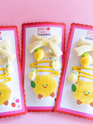 Lemon Puffy Bow Set - J.A. Whitney