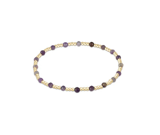 egirl Gemstone Gold Sincerity Pattern 3mm Bead Bracelet - Amethyst