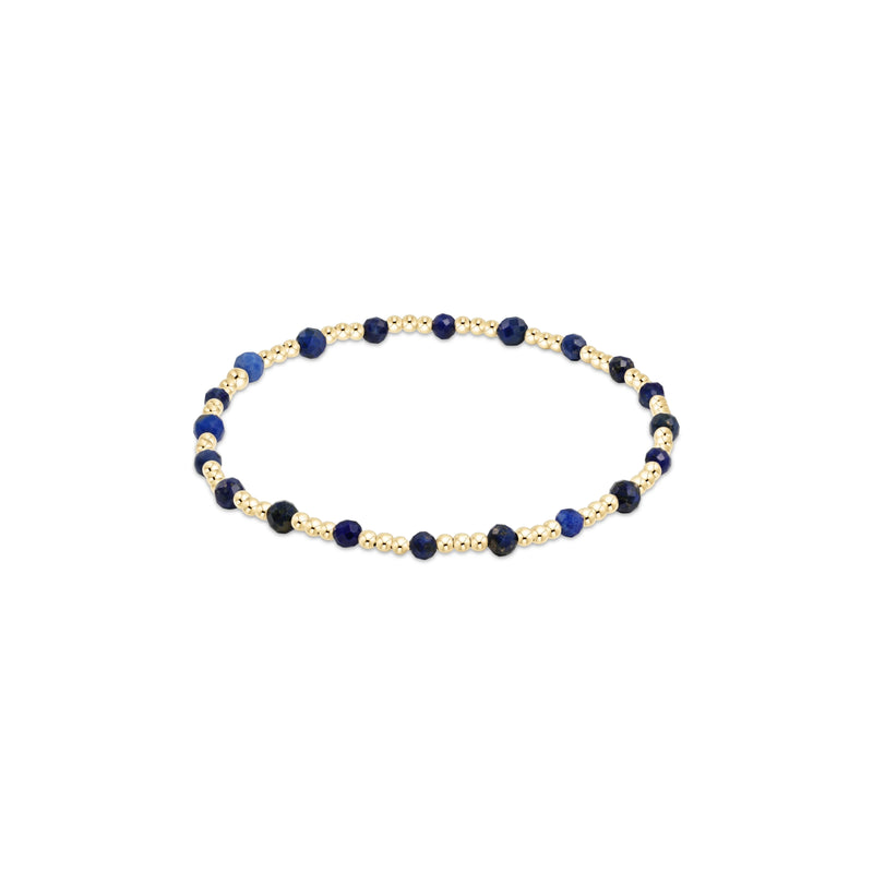 egirl Gemstone Gold Sincerity Pattern 3mm Bead Bracelet - Lapis