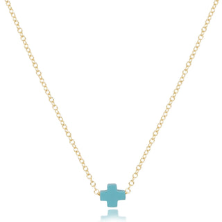 egirl 14" Necklace Gold - Signature Cross Small Turquoise - J.A. Whitney