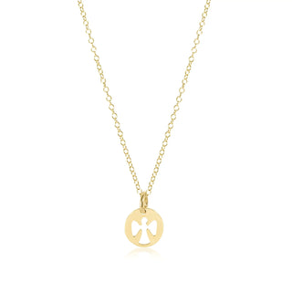 16" Necklace Gold - Guardian Angel Small Gold Disc - J.A. Whitney
