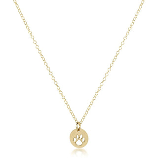 16" Necklace Gold - Paw Print Small Gold Disc - J.A. Whitney