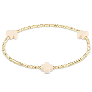 Signature Cross 2mm Gold Bracelet - Off-White