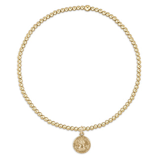 Classic Gold 2mm Bead Bracelet - Protection Small Gold Disc - J.A. Whitney