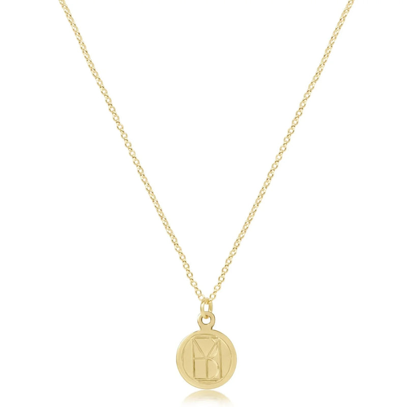 16" Necklace gold - be you. Small Gold Word Disc
