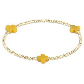 Signature Cross 2mm Gold Bracelet - Canary - J.A. Whitney