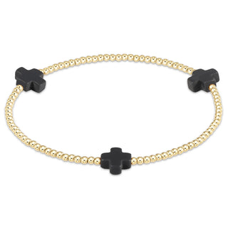 Signature Cross 2mm Gold Bracelet - Charcoal - J.A. Whitney