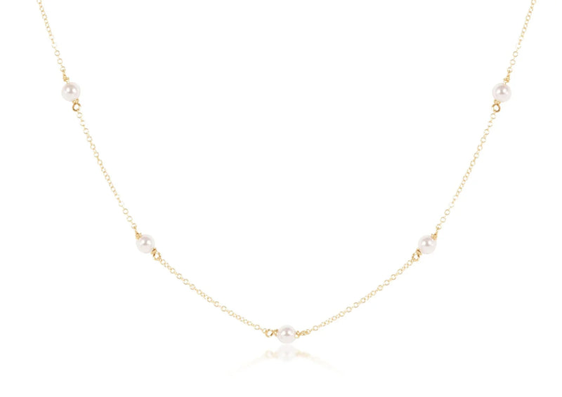 15" Choker Simplicity Chain Gold - 4mm Pearl