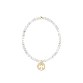 Classic Pearl 3MM Bracelet - Guardian Angel Gold Disc - J.A. Whitney
