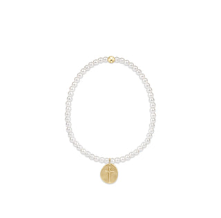 Classic Pearl 3MM Bracelet Inspire Small Gold Disc by enewton