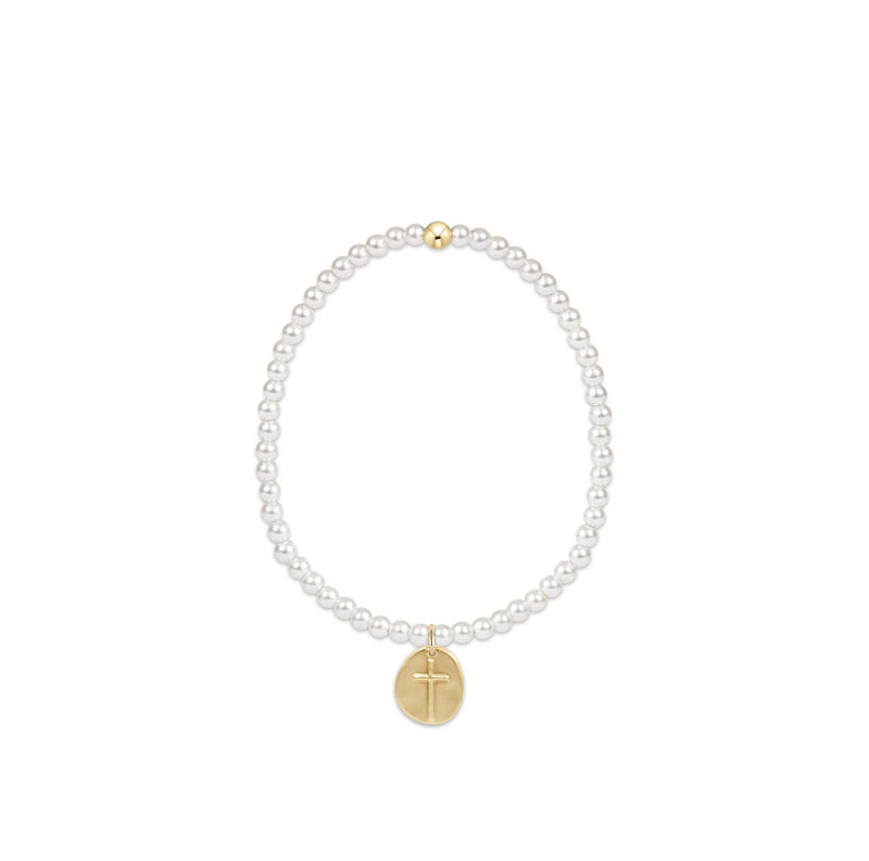 Classic Pearl 3mm Bead Bracelet - Inspire Small Gold Charm
