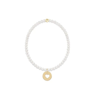 Classic Pearl 3MM Bracelet - Love Gold Disc - J.A. Whitney