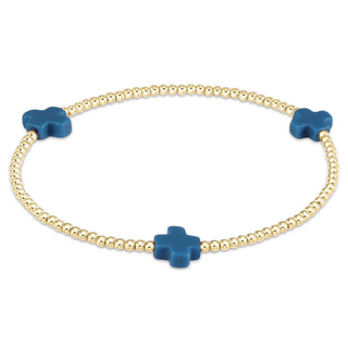 Signature Cross 2mm Gold Bracelet - Cobalt - J.A. Whitney