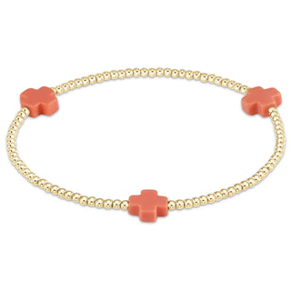 Signature Cross 2mm Gold Bracelet - Coral - J.A. Whitney