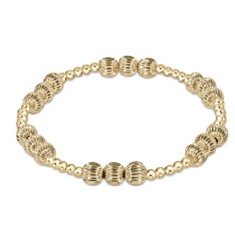 Dignity Joy Pattern 6mm Bead Bracelet - Gold