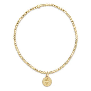 Classic Gold 2mm Bead Bracelet - Direction Gold Disc - J.A. Whitney