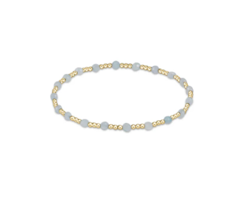 Gemstone Gold Sincerity Pattern 3mm Bead Bracelet - Aquamarine