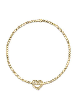 Classic Gold 2.5mm Bead Bracelet - Love Gold Charm