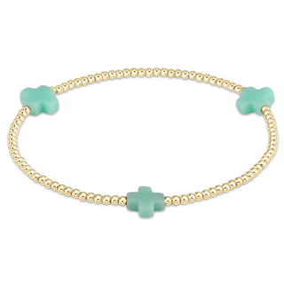 Signature Cross 2mm Gold Bracelet - Mint - J.A. Whitney