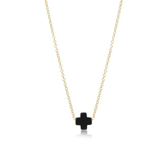 16" Necklace Gold - Signature Cross Onyx - J.A. Whitney