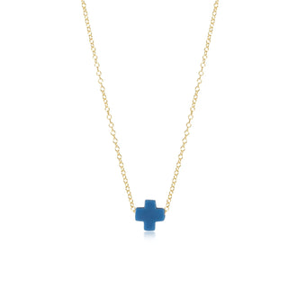 16" Necklace Gold - Signature Cross Cobalt - J.A. Whitney