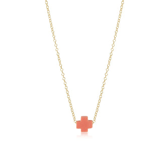 16" Necklace Gold - Signature Cross Coral - J.A. Whitney