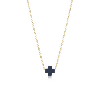 16" Necklace Gold - Signature Cross Navy - J.A. Whitney